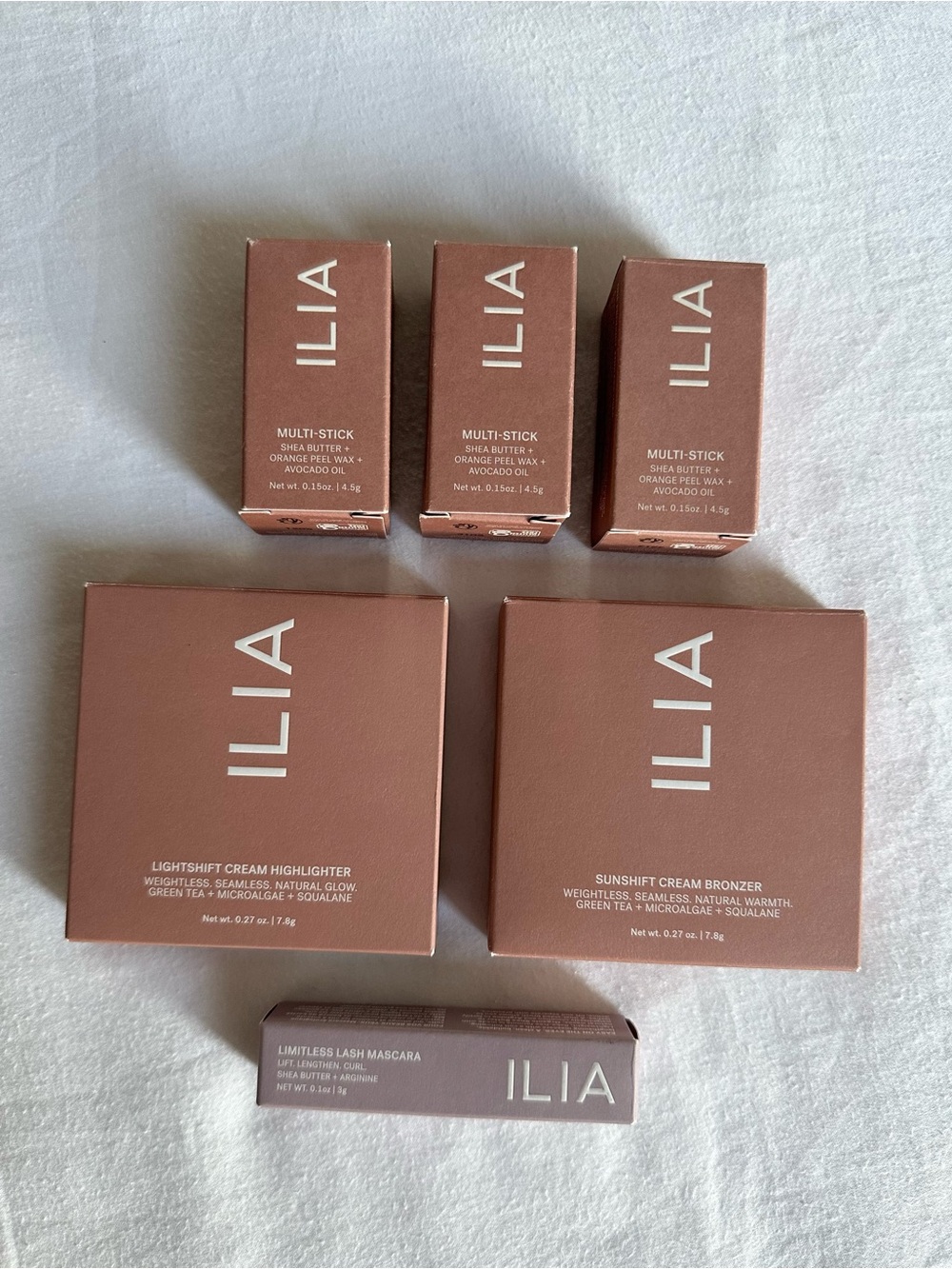 ILIA makeup set blush highlighter bronzer mascara